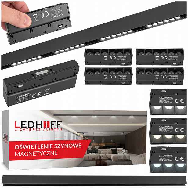 Led magnetická lišta 4x Spotová Bodová lampa 6W M20 3 barvy světla 3CCT