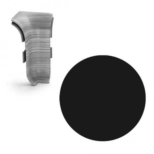 Vnitřní roh k soklu Naturel černá hladká , PVC délka 0,5 cm, výška hrany 56 mm, NATNGTW15