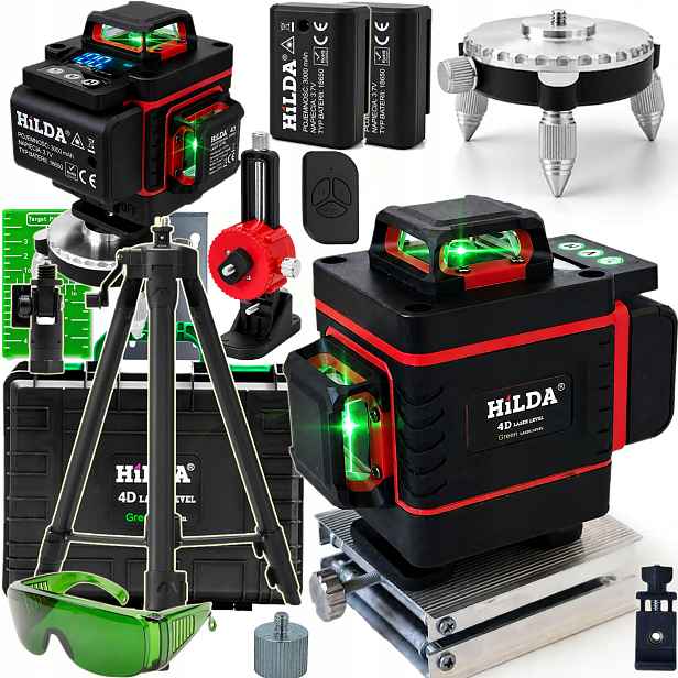 Laserová Vodováha 360 Rovinná Hilda 4D Max Laser Křížový Stativ 1,6