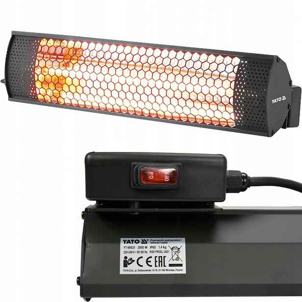 Infračervený Zářič Yato YT99531 2000 W Halogenový ohřívač na terasu