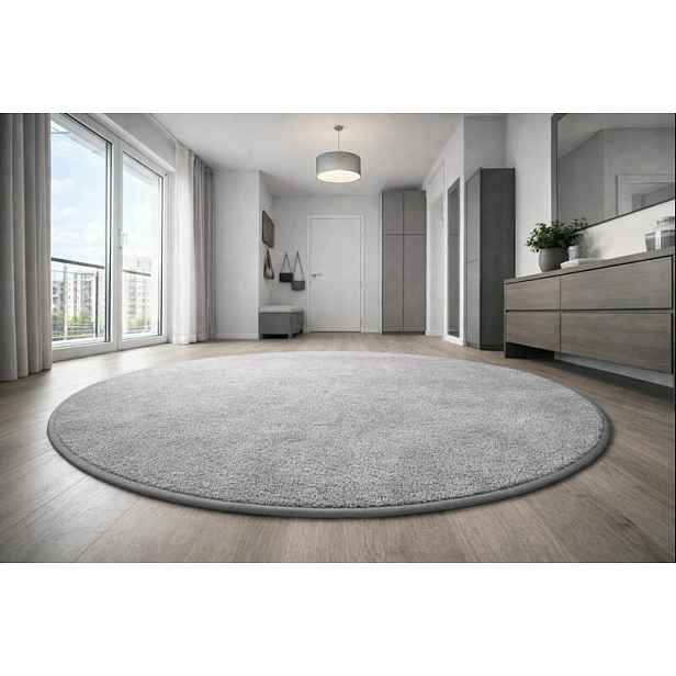 Kusový koberec Eton šedý 73 kruh, 100x100 (průměr) kruh, šedá, ložnice, Vopi
