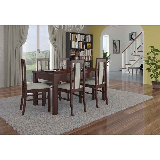 Rozkládací jídelní stůl 140(180)x80 cm CADLA 6 - tmavý ořech