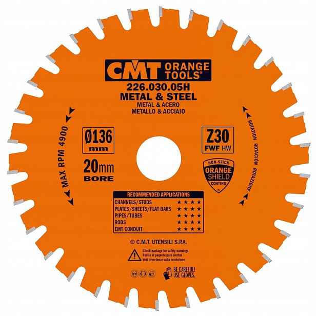 Cmt Pila Hm pro ocel 136x20x30Z Ocel Standard