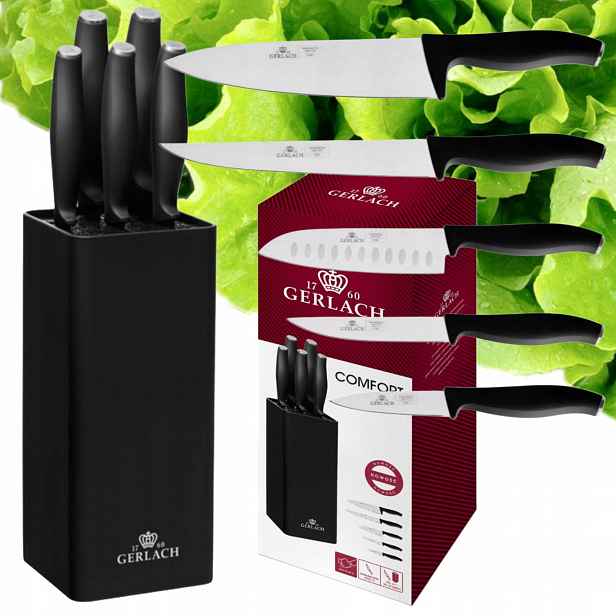 Gerlach Comfort Sada 5 Nožů V Bloku Nože Kuchyňské Kompletní Sada Ostré Premium