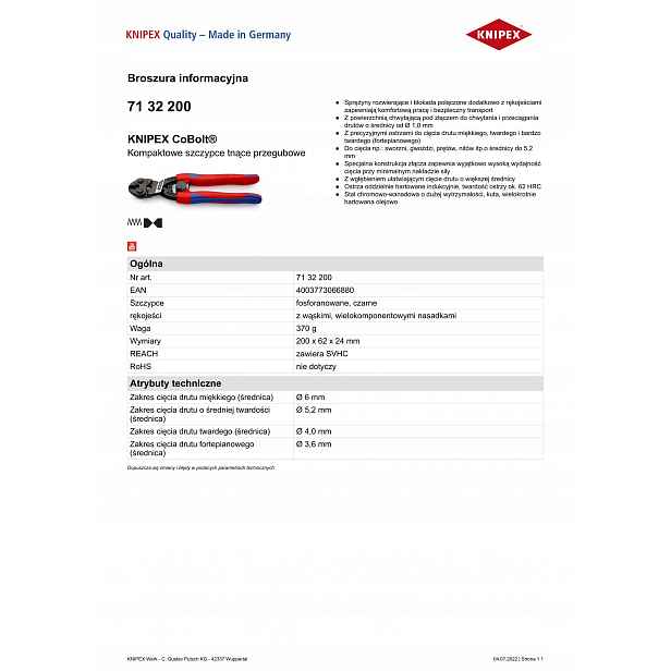 Kompaktní Kloubové Štípací Kleště Cobolt 200 MM