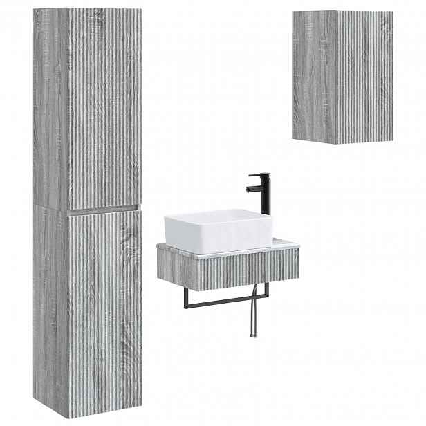 vidaXL Sada koupelnového nábytku 3 ks Šedý Sonoma 33 x 34,5 x 160 cm