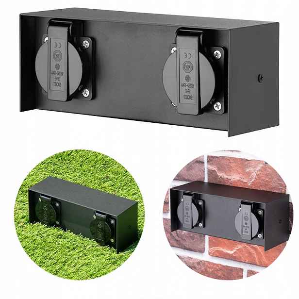 Elektrický zahradní sloupek, fasádní zásuvka, napájení 230 V, hermetické