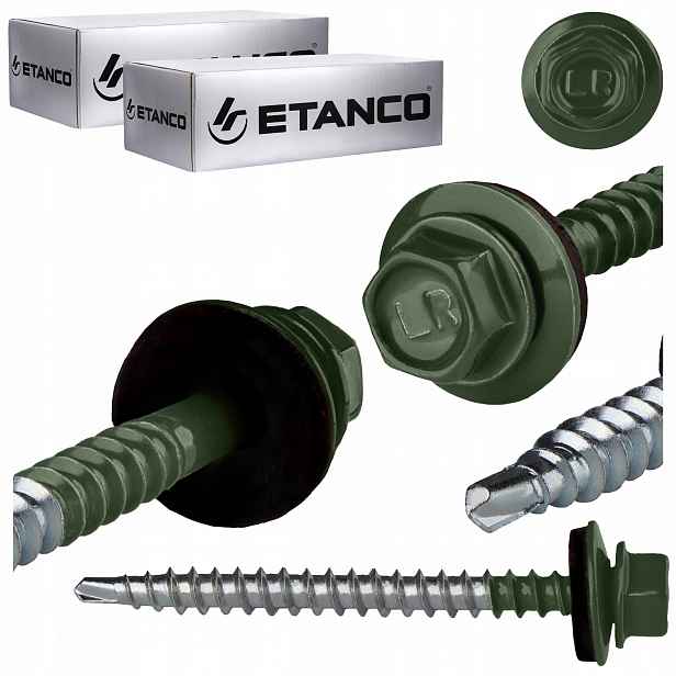 Farmářské vruty 4,8x60 mm Ral 6020 200 ks plechových vrutů Etanco GTF2 Z14