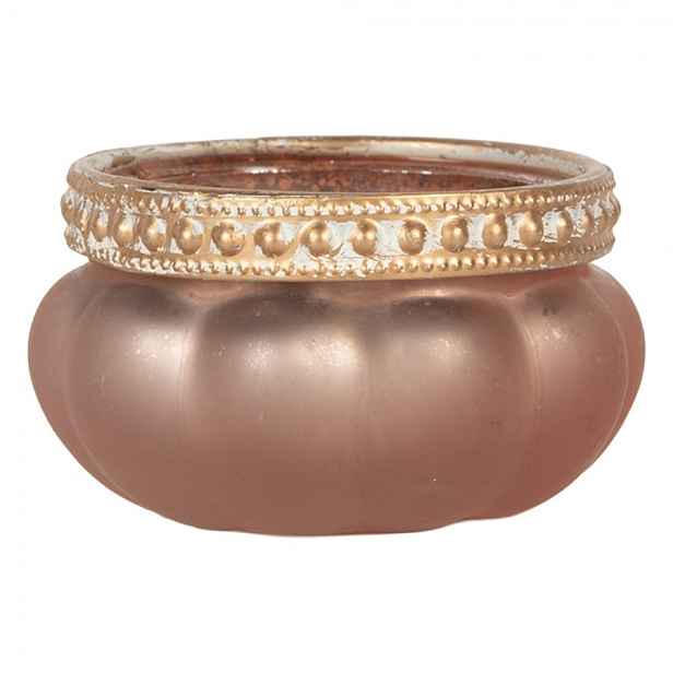 Růžový skleněný svícen na čajovou svíčku - Ø 6*4 cm Clayre & Eef