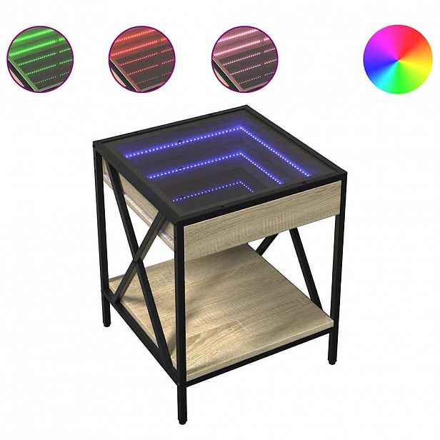 vidaXL Konferenční stolek s Infinity LED dub sonoma 40 x 40 x 49 cm