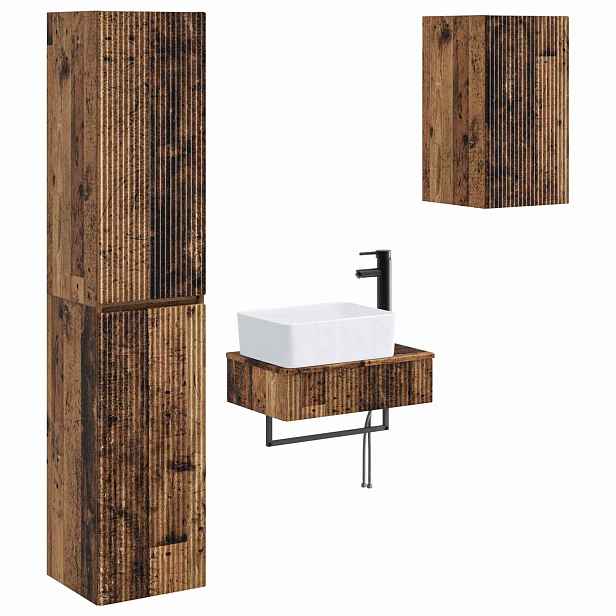 vidaXL Sada koupelnového nábytku 3 ks Staré dřevo 33 x 34,5 x 160 cm