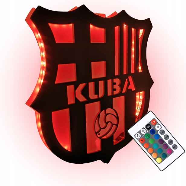 Fc Barcelona Noční Lampa Led Obraz Dřevěný fotbalový erb Jméno Libovolné