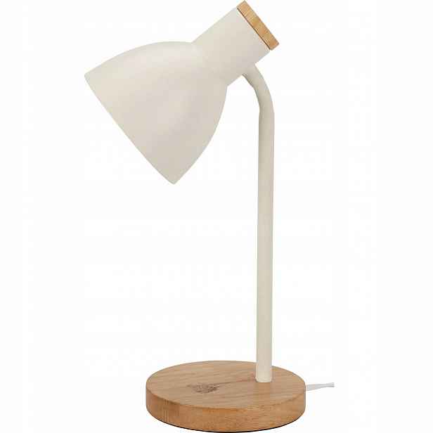 Stolní Lampa Dřevěná Základna 14X36 CM Závit E14 Bílá