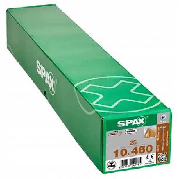 Tesařské vruty 10x450 mm, vruty do dřeva Spax, hlavička talířová 25 Ks