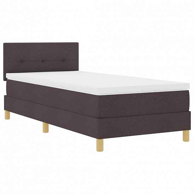 vidaXL LED box pružinová postel s čelo Tmavě hnědá 100 x 200 cm textil