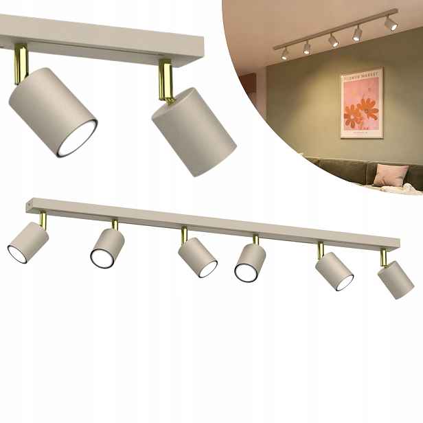 Stropní svítidlo krémová, zlatá, reflektory do obývacího pokoje 6 bodů 80 cm Luminex