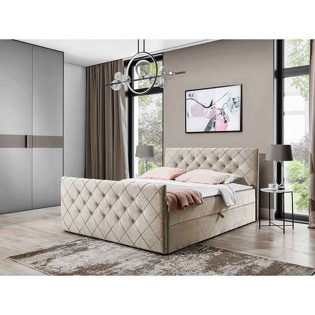 Americká manželská postel 160x200 NATAL - světlá hnědá + topper ZDARMA