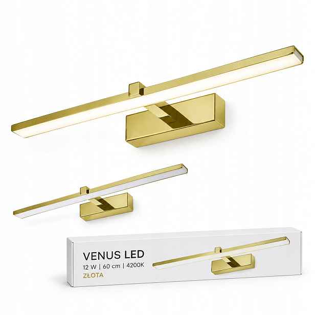 Do šatny Venus 12W 60cm zlatá nástěnná Led lampa 4200K IP44 840lm