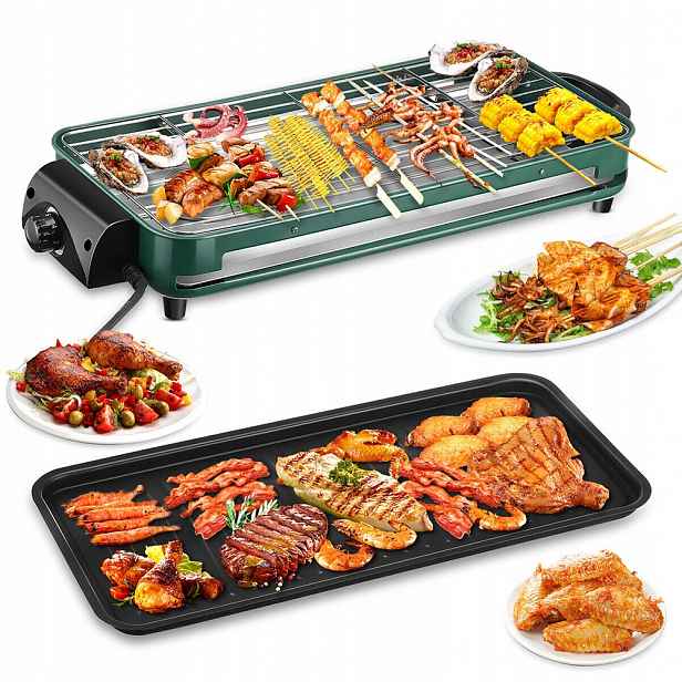 Elektrický Zahradní Turistický Přenosný Velký Zahradní Gril S Regulací Bbq 1500W