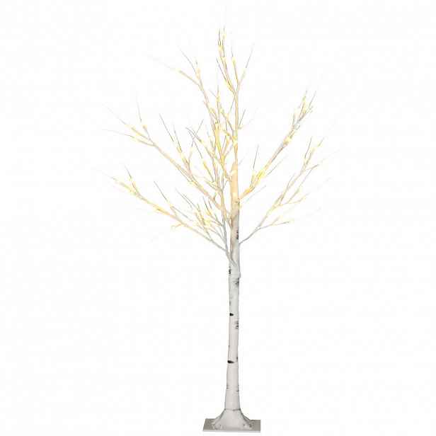 HOMCOM 120 cm umělá bříza s LED osvětlením na Vánoce a Velikonoce, teplá bílá
