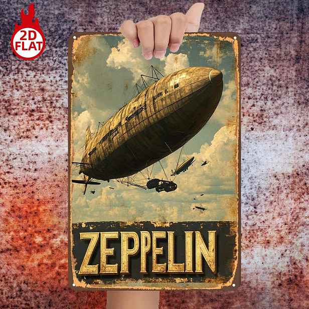 TEMU 2D plochá 1ks, ": Vzdušně přes nebe", kovová železná cedule, velikost (8"X12"/20Cm*30Cm) dekorativní obrazy/pokoje/restaurace/bar/dveře/garáž