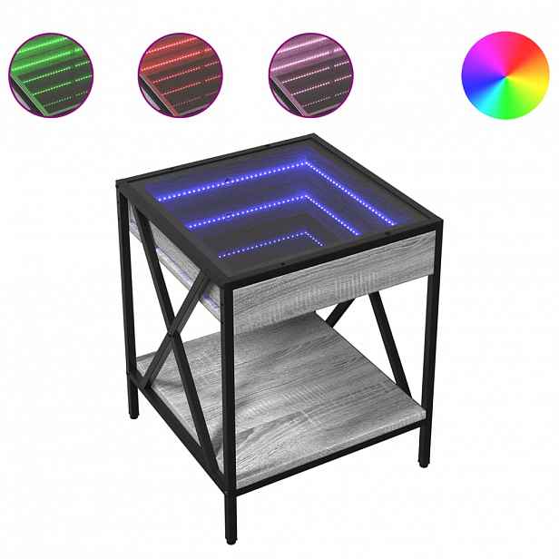 vidaXL Konferenční stolek s Infinity LED šedý sonoma 40 x 40 x 49 cm