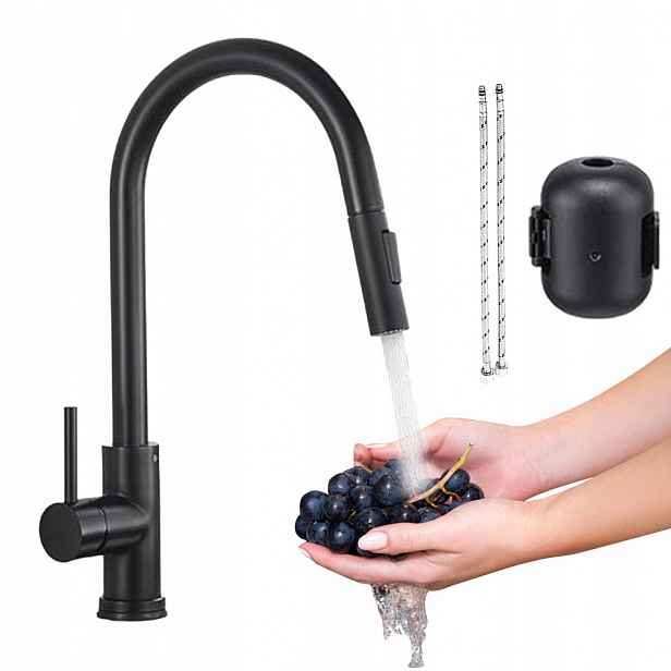 Kuchyňská Baterie S 360° Výsuvnou Rukojetí, Otočná Regulace Průtoku Vody