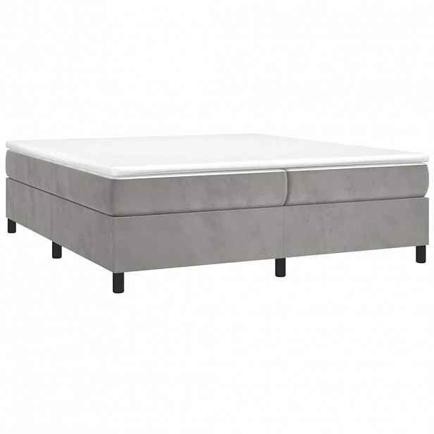 vidaXL Box spring postel s matrací světle šedá 200x200 cm samet