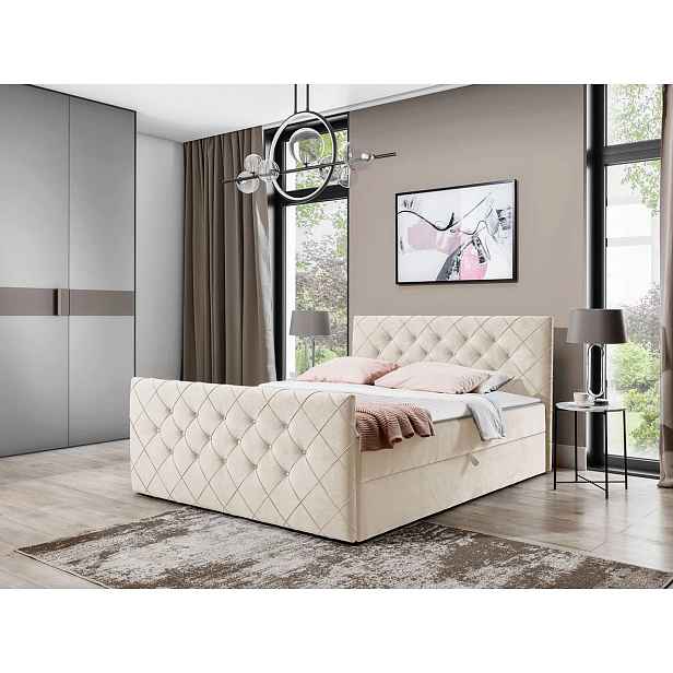 Americká manželská postel 160x200 NATAL - světlá béžová + topper ZDARMA