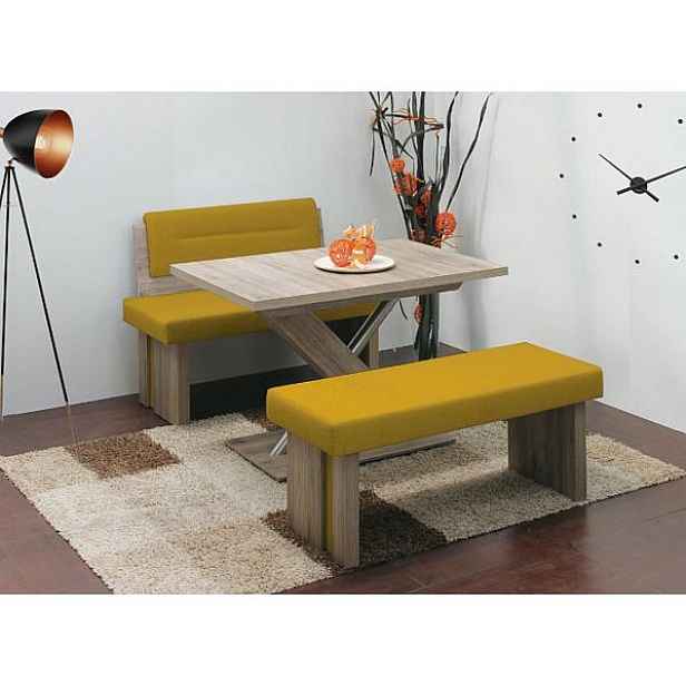 Rovná jídelní lavička Duo A žlutá - dub, 120 cm