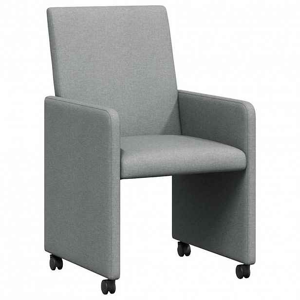vidaXL Jídelní židle na kolečkách 2 ks textil Světle šedá