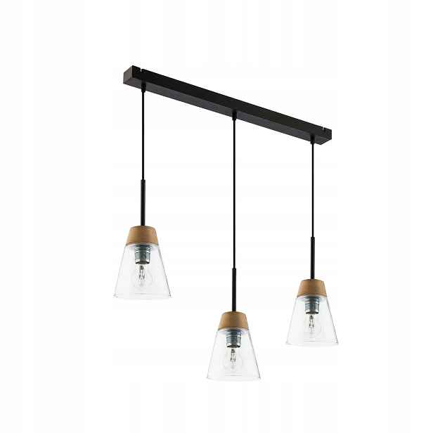 Závěsná lampa Domino Černá Transparentní skleněné stínítko 3xE27 Stropní dům