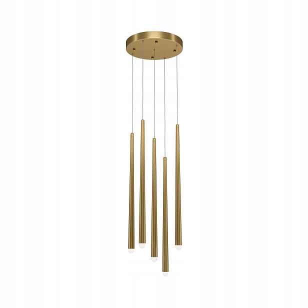 Závěsná lampa lustrová Led zlatá tuba, moderní, neutrální, 5 bodů Maytoni