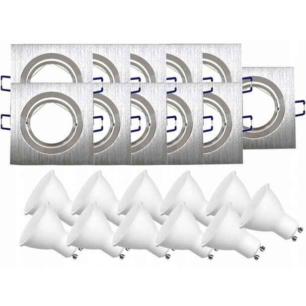 11 x Aluminiová Lampa Inox Bodové Osvětlení Led Žárovky 10W