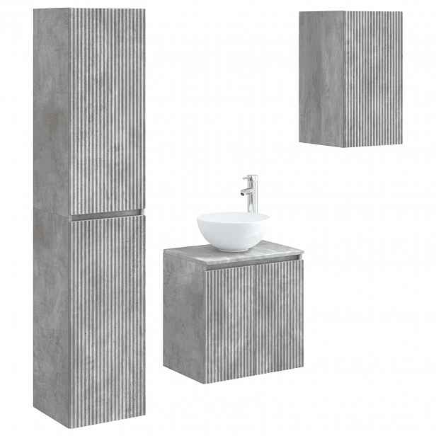 vidaXL Sada koupelnového nábytku 3 ks Betonově šedá 33 x 34,5 x 160 cm