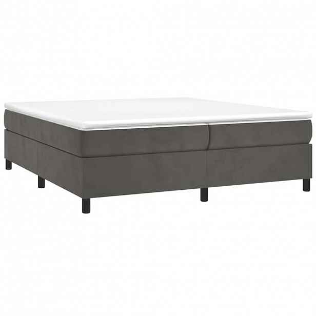 vidaXL Box spring postel s matrací tmavě šedá 200x200 cm samet