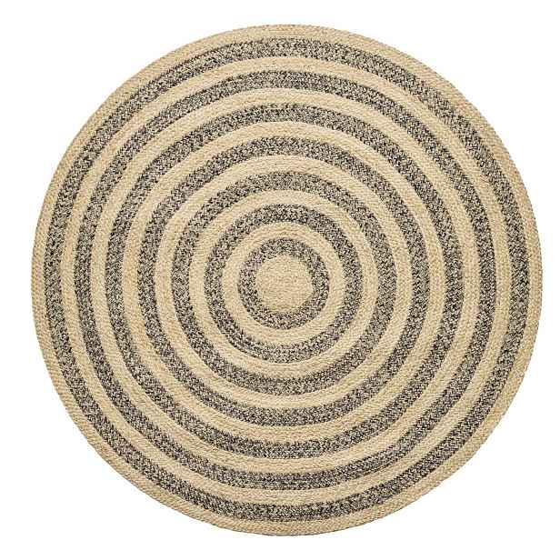 Ručně vázaný kusový koberec Aurea SM 05 Natural Black kruh, 140x140 (průměr) kruh, béžová, chodba / předsíň, Diamond Carpets India