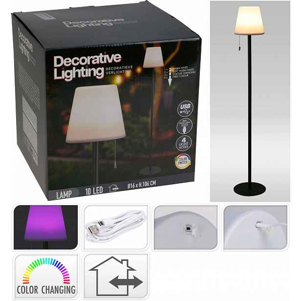 Solární Led podlahová lampa bílo-černá s vyměnitelným modulem
