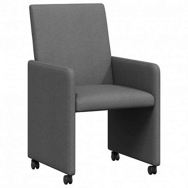 vidaXL Jídelní židle na kolečkách 2 ks textil Tmavě šedá