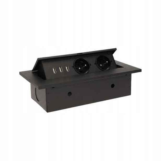 Zápustná nábytková zásuvka 2X2P+Z 3XUSB Orno