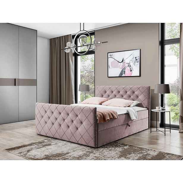 Americká manželská postel 160x200 NATAL - levandulová + topper ZDARMA