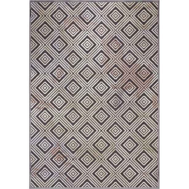 Koberec 120 x 170 cm do obývacího pokoje, tmavě béžový z viskózy, 3D efekt