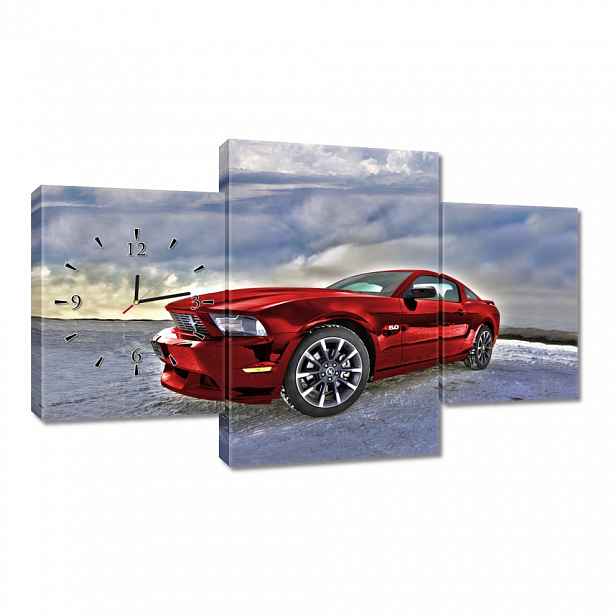 Nástěnné hodiny 100x60 Červený Ford Mustang