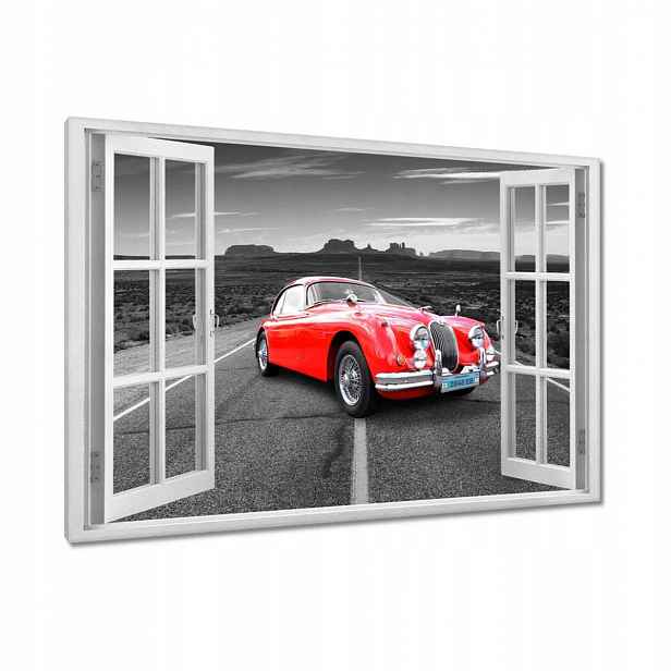 Obrazy 120x80 Červené auto Dálnice