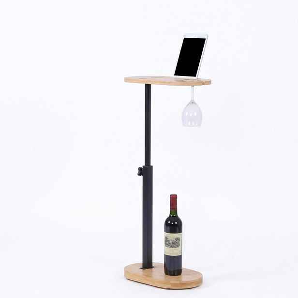 Relaxdays STOLEK Přírodní černý výškově nastavitelný bambus C tvar 2 police 45-82x40x22 cm