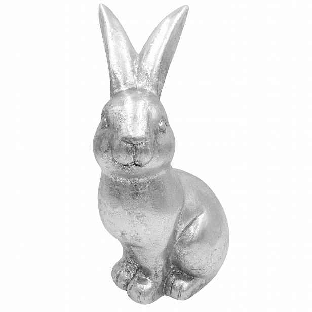 Velikonoční Zajíček Velký 40 cm Stříbrný Vánoční Dekorace Králík Figurka