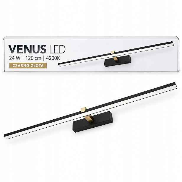 Zrcadlová lampa Venus 24W 120 cm černo-zlatá Led 1640lm 4200K IP44 nástěnná