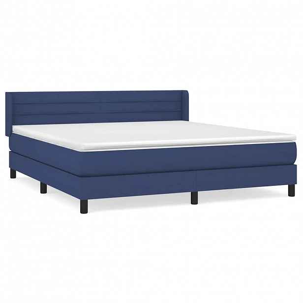 vidaXL Box spring postel s matrací modrá 160x200 cm textil