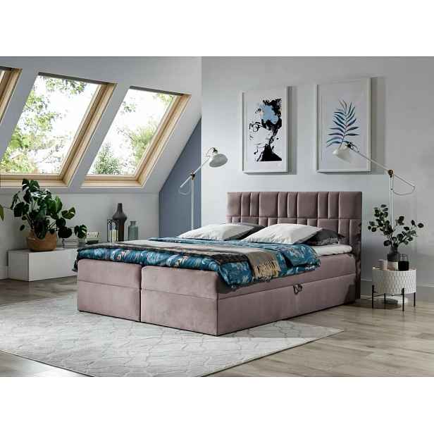 Kontinentální postel 160x220 IVANA 3 - růžová + topper ZDARMA