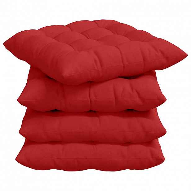 vidaXL Polštáře na sedadla 4 ks Textil Červená 40 x 40 x 6 cm